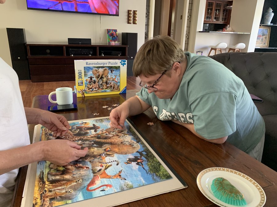 Participant doing arts and crafts