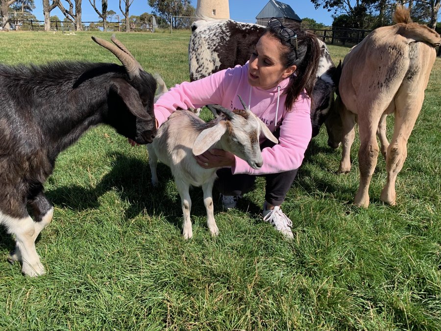 Paula with Molly the goats at EDEN Stirling